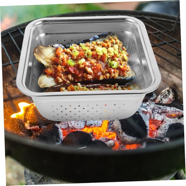 2 stk. grillkurve i rustfrit stål, rund net til grøntsager og kød, køkkengrillingtilbehør