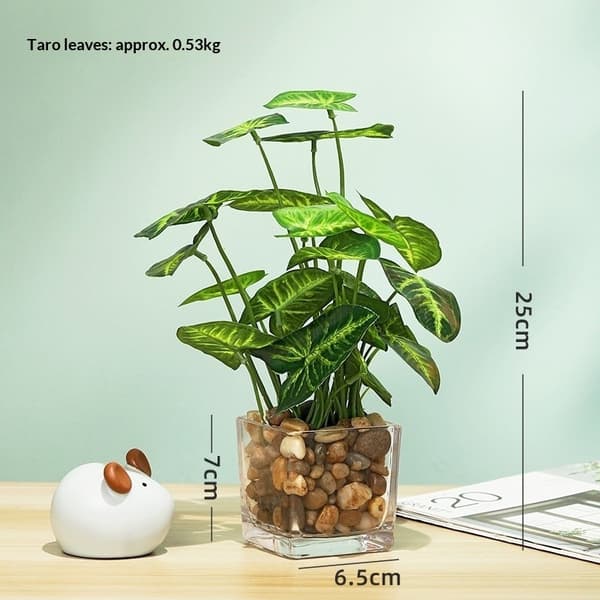 Kunstig blomsterbukett, holdbare plastblomster, hjemmeinnredning Taro Leaf Artificial Potted Plant