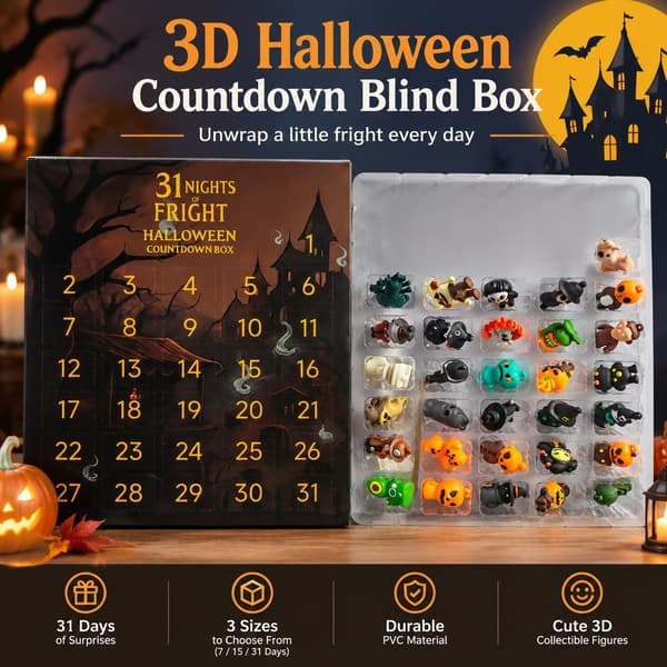 3D Halloween-nedtællings-blindbox, 31/15/7 dages uhyggelig nat, PVC-samlerobjekt 7 Days