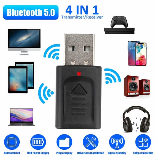 Bluetooth 5.0 Audio Transmitter/Modtager til TV, Hjemmestereo, Lav Latens