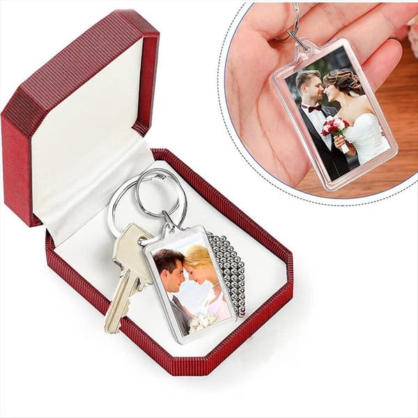 Fotoram Nyckelringar, Transparent, 8-pack, Plast, DIY Bild Nyckelring Hänge, Present till Nycklar & Väskor