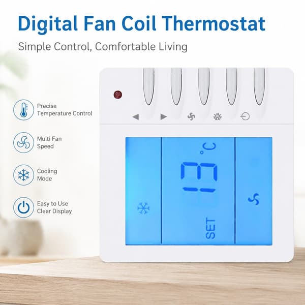 Programmerbar Smart LCD Termostat til Central Klimaanlæg Ventilator, Husholdning