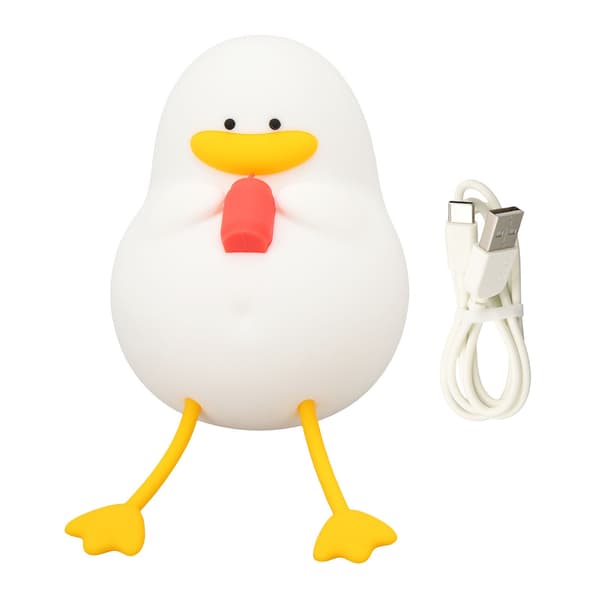 Andeformet nattlampe i silikon, 3 lysstyrkenivåer, USB-lading, øyebeskyttelse, soverom