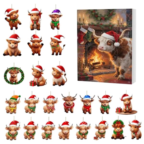 Julkalender 24-dagars 2D Akryl Nedräkning till Jul, Stil B