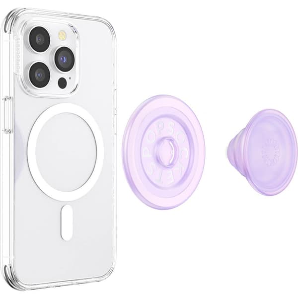 MagSafe PopGrip Opalescent Clear, magnetisk telefonfeste med adapterring, utskiftbar topp
