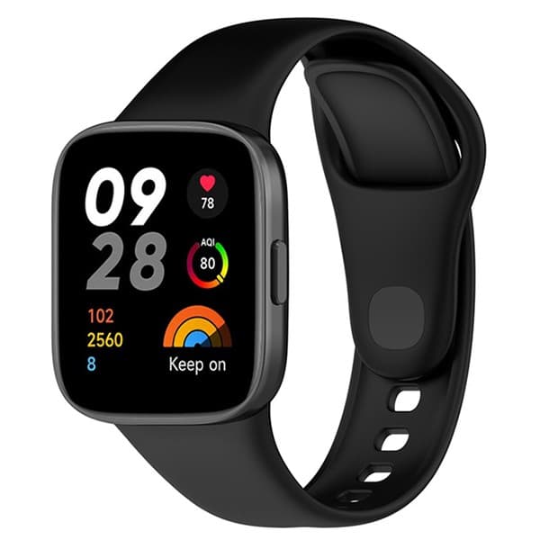 Blød silikone erstatningsrem kompatibel med Xiaomi Redmi Watch 3 Active, sort
