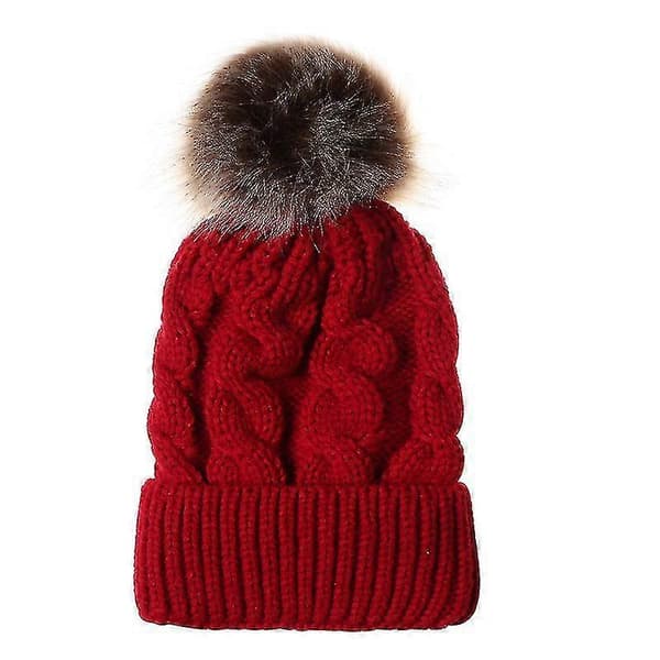 Matchende lue for foreldre og barn, mor og barn, vinterlue for ski Wine Red Mother