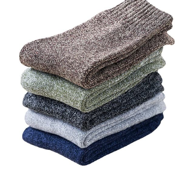 Tjocka stickade varma vinterstrumpor för män, 5-pack, flerfärgade, storlek M, andningsbara