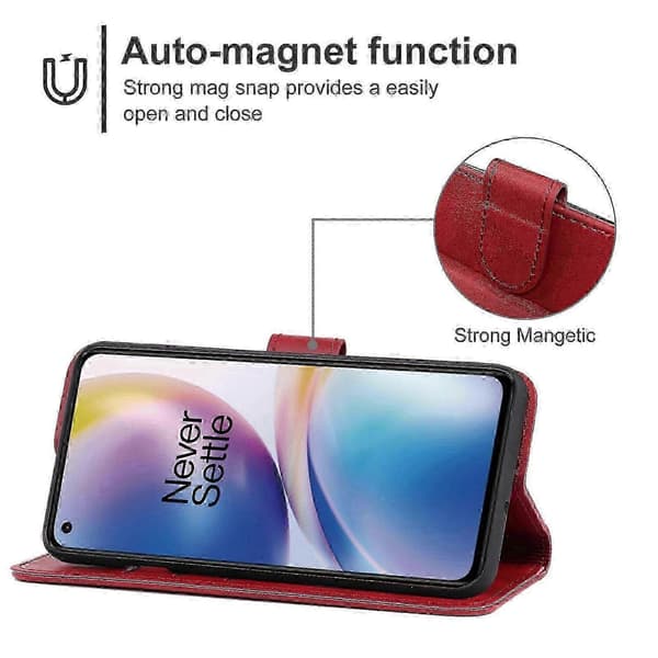 Läderfodral för OnePlus Nord 2 5G (Röd) Red
