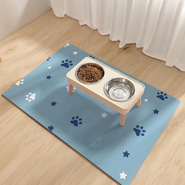 Absorberende vandtæt kæledyrsfodermåtte i gummi til hunde og katte, gulvmåtte til mad- og vandskåle. Blue Star 40x60cm