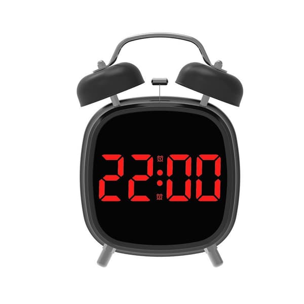 Metal LED Vækkeur, Høj Lydstyrke, Multifunktionelt til Dybe Sovende, Moderne Minimalistisk Gh8032 black shell red light