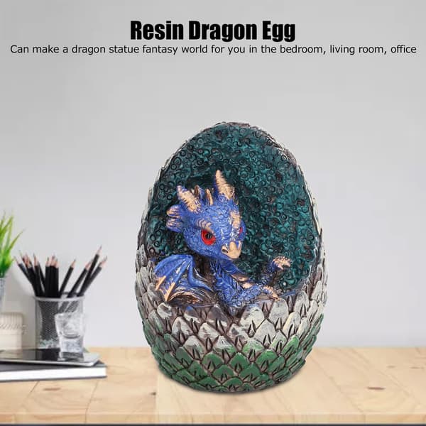 Blå Drageegg Harpiksfigur, Søt Levende Hagedekor for Stuen