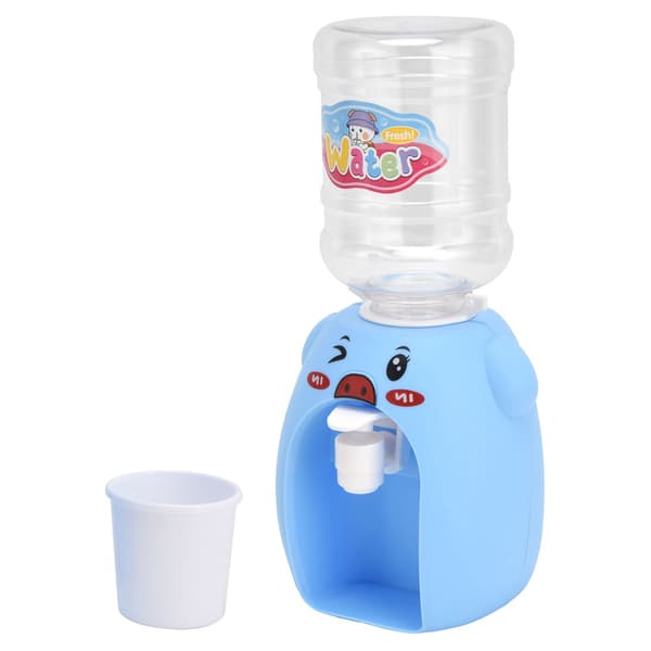 Mini tegneserie vanddispenser legetøj, simulationsdrikkedispenser til børn, blå gris