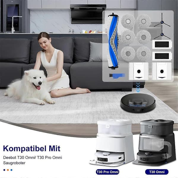 Tilbehørssæt til Ecovacs Deebot T30 Pro OMNI / T30 OMNI / T30S Combo Hoved Sidebørste Hepa Fi