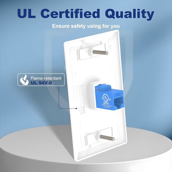 Cat6 Ethernet veggplate, hunn til hunn uttak, blå, kompatibel med Cat6/Cat5E/Cat5