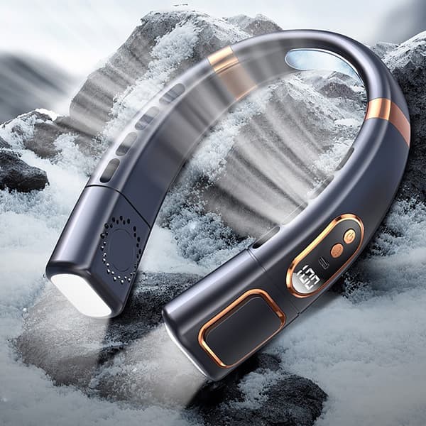 Elektrisk fläkt med isporslinsblad, LED-lampor, digital display, 5 hastigheter, fjärrkontroll