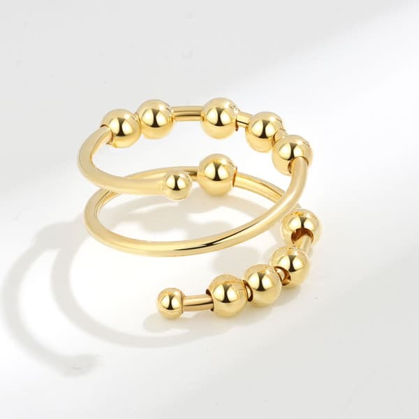 Justerbar stressring, kobbergull, 17 mm, Fidget Spinner-ring for angst