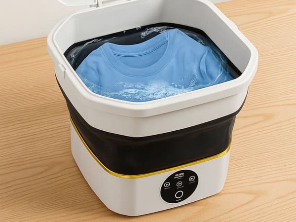 Bærbar Sammenfoldelig Mini Vaskemaskine, 6L Kapacitet, Kompakt til Rejser & Camping