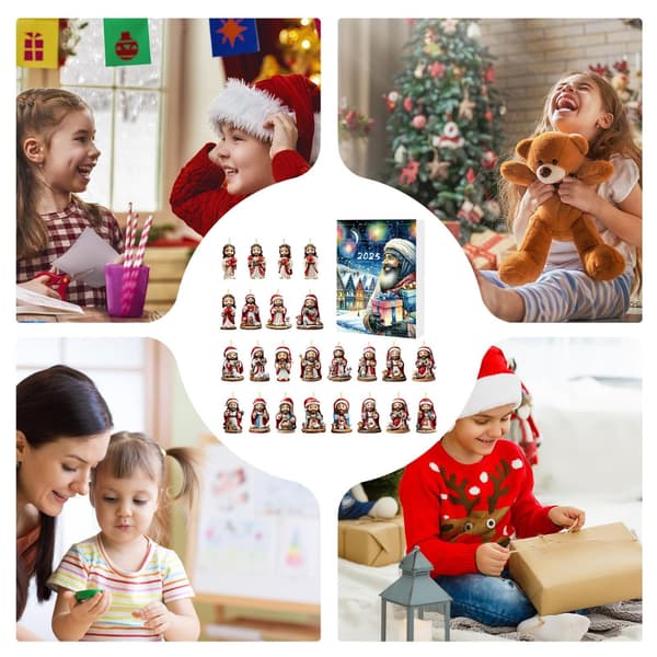 Julepynt Adventskalender, Jesus, 24-dagers, Modell C, Akryl Nedtelling
