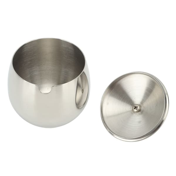 Sockerskål i rostfritt stål med lock, silver, kryddburk för salt, godis, kaffe, diskmaskinssäker
