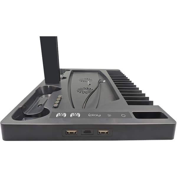 PS5 Kølestativ med Controlleroplader, Sort, ABS, Spilopbevaring, Multifunktionel