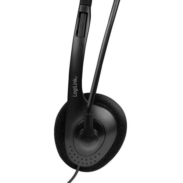 PC-headset stereo med mikrofon, 3,5 mm jackstik, on-ear, sort
