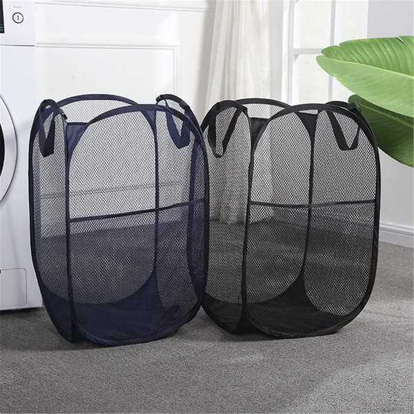 Vasketøjskurv foldbar, selvstående, i polyester, pladsbesparende, til husholdningsartikler, sort Aquaforge