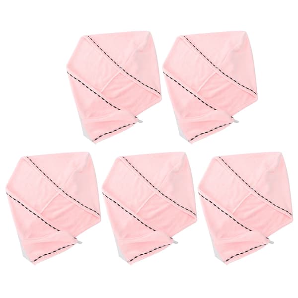 5-pack hårtorkhandduk, absorberande turbanmössa, rosa, för hem och resor red