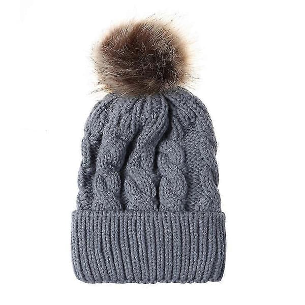Matchende lue for foreldre og barn, vinterlue for ski Gray Baby