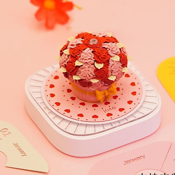 3D Kalender Papirskulptur Notisblokk, Roseblomst Skrivebordsdekor, 2026, 181 Sider