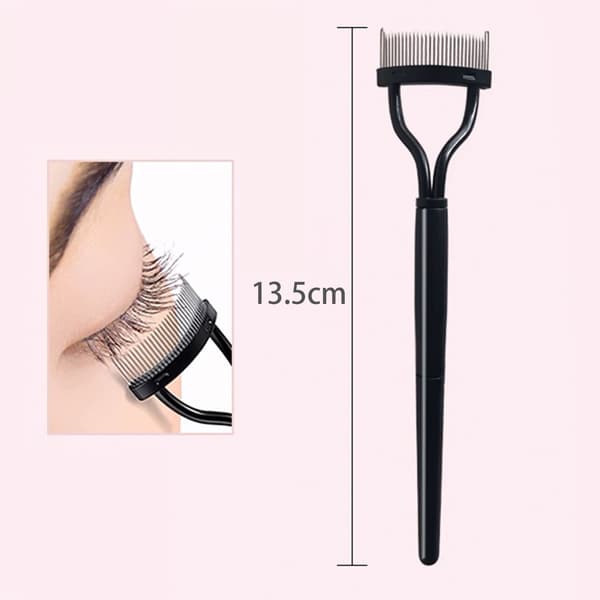 Øjenvippeseparator kam børste, sort, rustfrit stål, mascara klumpfjerner, præcis definition