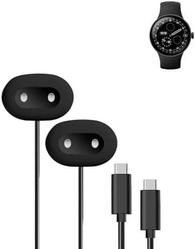 2-pak magnetisk USB-C opladerkabel kompatibel med Google Pixel Watch 4, sort erstatningsopladerkabel til smartur