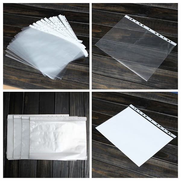 100 st A4 PP-hålpärmsfickor, transparenta arkiveringsfickor, 0,03 mm