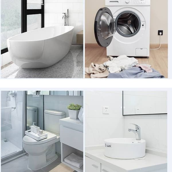 Selvklebende Dusjterskel 200cm, PVC+Silikon Vanntett Dørbarriere, Lav Profil, Hvit