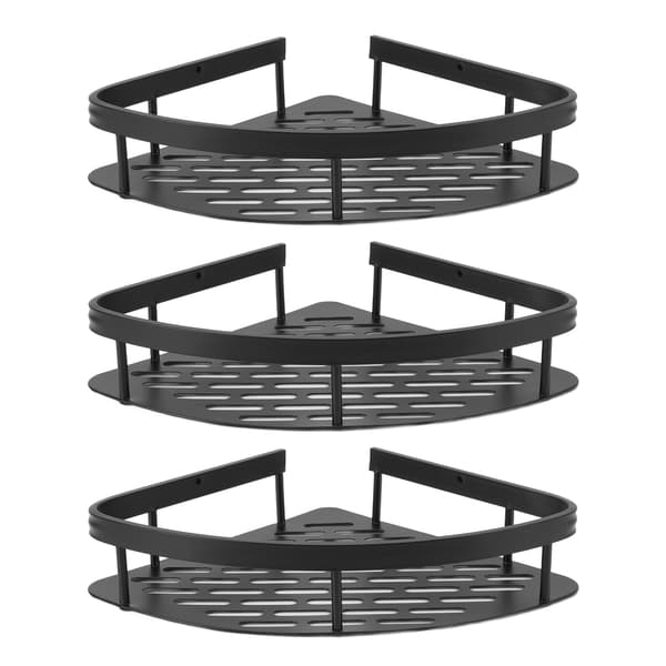 Trekantet dusjhylle, 3 etasjer, rustfritt aluminium, baderomshylle uten boring.