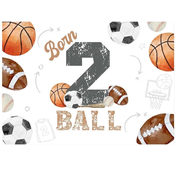 5x7ft Sportstema 2-årsdag Bakteppe, Basketballdekor, Vinylbanner for gutter