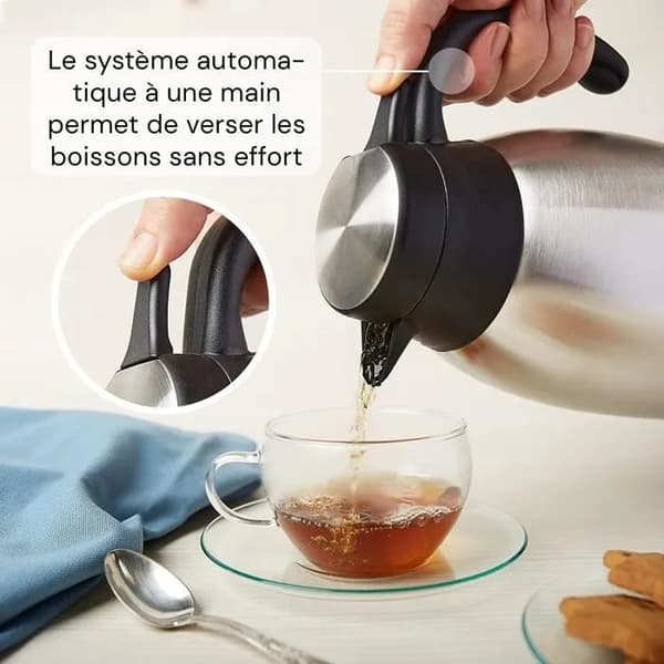 1,5L Termokande, Rustfrit Stål, Dispenser til Varme Drikke med Enhåndsbetjening