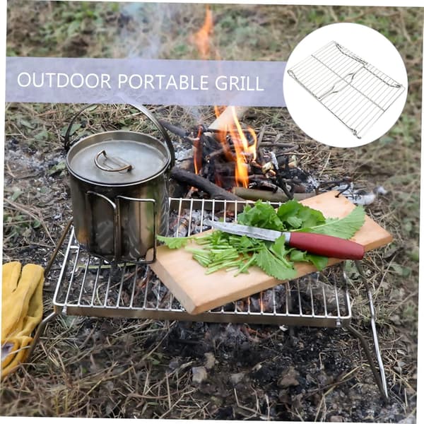 Sammenklappelig Bærbar Grill i Rustfrit Stål til Udendørs Vandreture