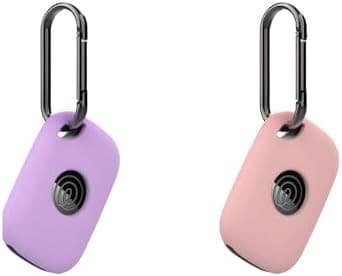 2-pack silikonfodral för Tile Pro 2024 Bluetooth Tracker, mjukt skyddande stötsäkert skal med nyckelring, lila och rosa