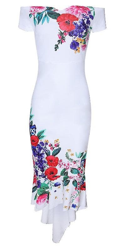 Lang elegant kjole til kvinder, one shoulder, elegant aftenkjole til kvinder white M
