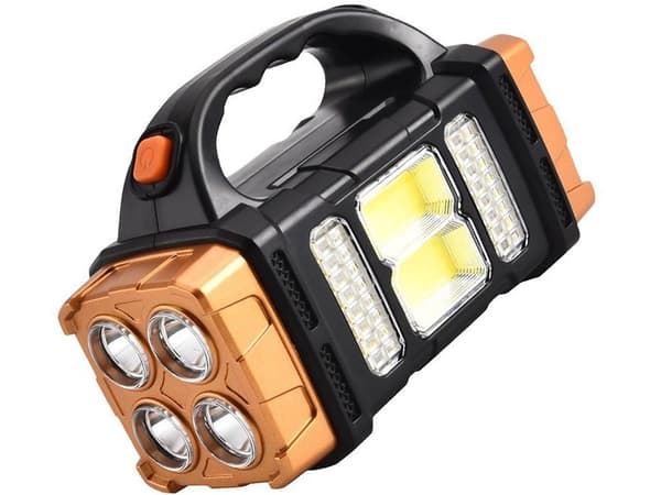 Bærbar oppladbar solcelle LED-campinglykt med powerbank, oransje Orange