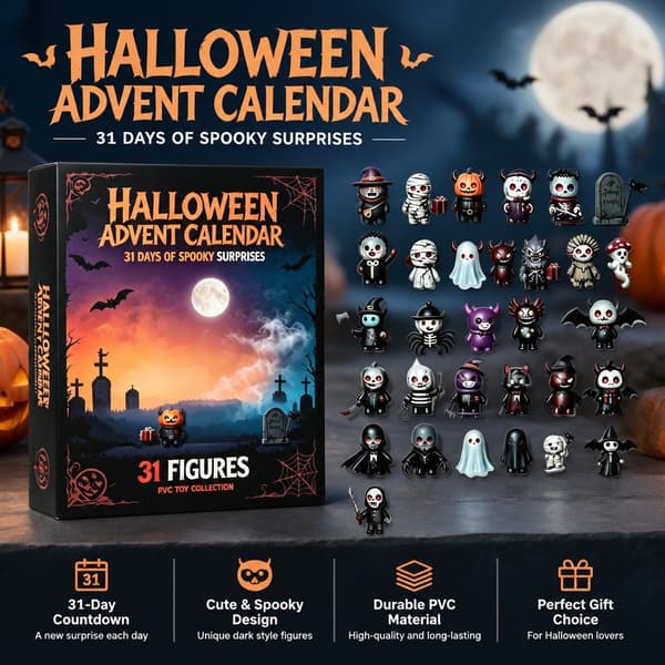 Halloween Mörk Stil Adventskalender Blind Box, 31-delars Samlarobjekt Nedräkningspresentpaket