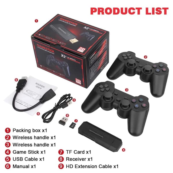 Retro spillekonsol Gd10, PS1 3D gaming controller, 64/128GB, TV-kompatibel 64g