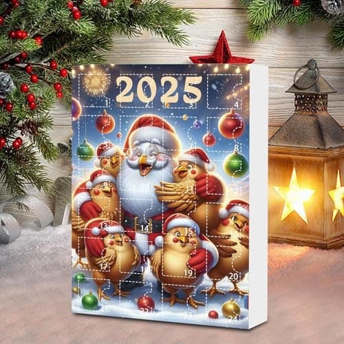 Kyllingpynt Julekalender, 24-dagers Nedtelling til Jul, Stil E, Akryl Tre-sjarm