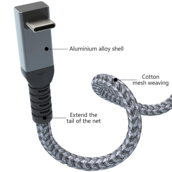 USB C-kabel USB C till USB C flexibel kabel stöder ThunderRate 4/3, USB4, PD 240W snabbladdning, 8K-video, 40 Gbps data 0.5m