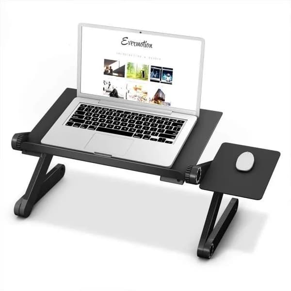 Sammenleggbart laptopstativ, svart aluminium, 360° justerbart, sengebord, datastativ