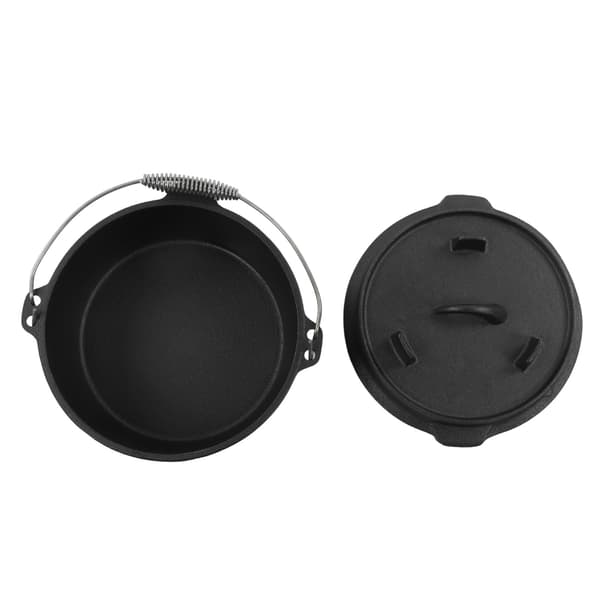 Nonstick hollandsk ovn med låg, 25 cm, campingkogegrej, multifunktionel, jævn opvarmning, termometerhak