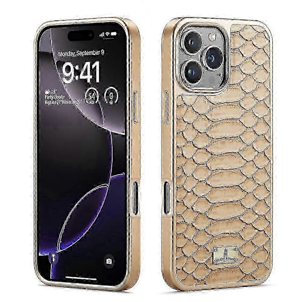 Fierre Shann Python Textur Elektroplätering PU Telefonfodral White For iPhone 16 Pro Max