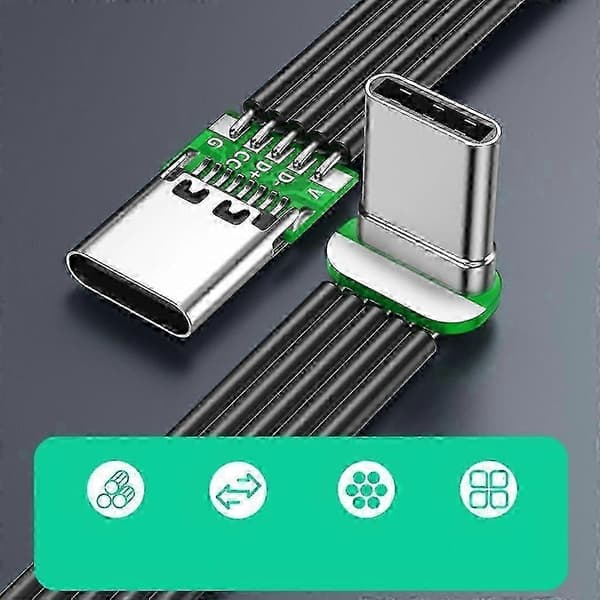 2025 Flexibel USB-C-kabel 20W snabbladdning 480Mbps dataöverföring 2m 1 bend 1 straight