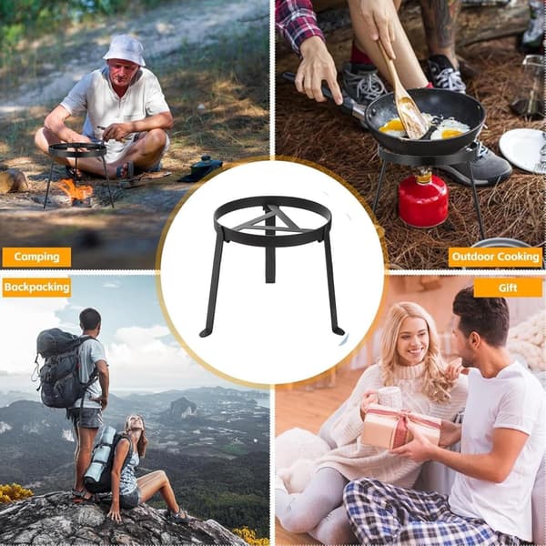 Sammenfoldeligt Bålstativ, Bærbart Madlavningsstativ i Rustfrit Stål til Udendørs BBQ Camping